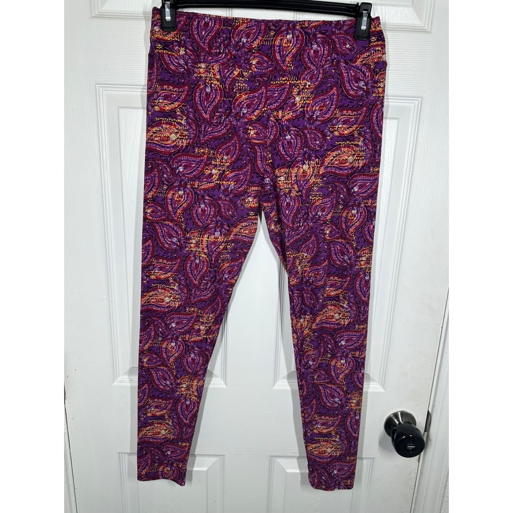LuLaRoe Leggings Womens TC Purple Paisley‎ Tall & Curvy High Rise Boho 7157